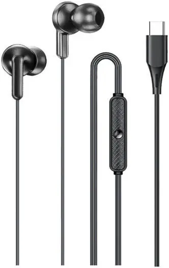 Awei PC-25T USB-C Wired Headphones, Up to 60W Power, 1.2m Cable Length, Type-C Plugin, 10mm Drivers, TPE Material, Black