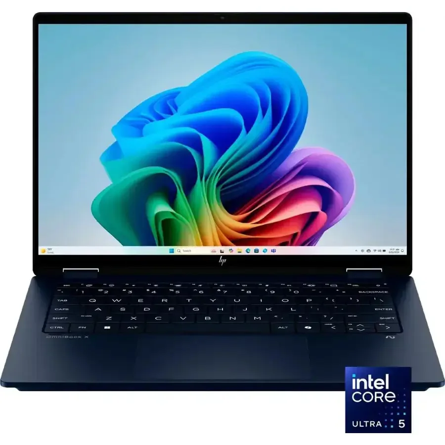 HP OmniBook X FlipNGAI 14-FM0013DX Laptop, Intel Core Ultra 5 226V, 16GB LPDDR5x, 512GB PCIe Gen4 NVMe M.2 SSD, Windows 11 Home, Backlit Keyboard, 14″ 2K Touchscreen, Atmospheric Blue