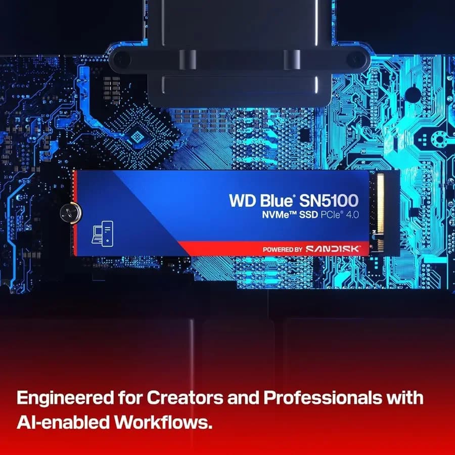 WD Blue SN5100 NVMe SSD 1TB, PCIe Gen 4.0, M.2 2280, Read Up To 7100MB/s