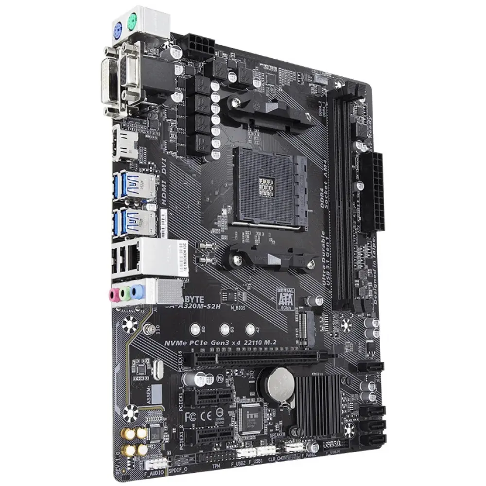 Gigabyte GA-A320M-S2H AMD AM4 Ryzen microATX Gaming Motherboard - Refurbished